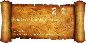 Radics Kordélia névjegykártya